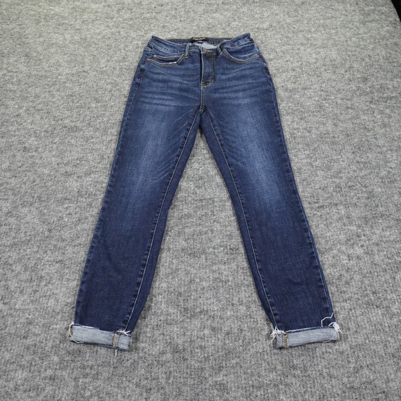 Judy Blue Jeans Womens 9/29 Blue High Rise Tummy Control Top Skinny Fit Cuffed - Picture 1 of 13